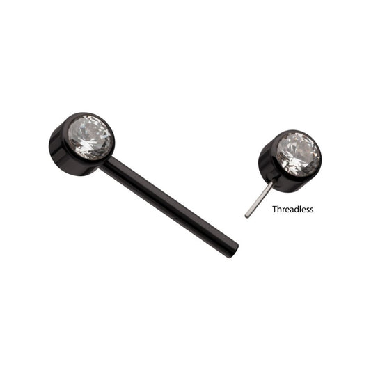 Black PVD CZ Nipple Bar