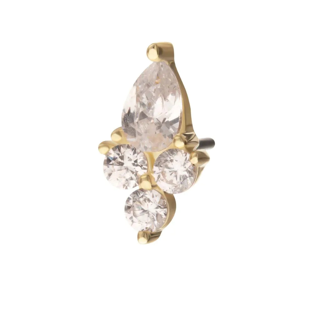 Threadless Trinity Teardrop Prong Set Gem Top