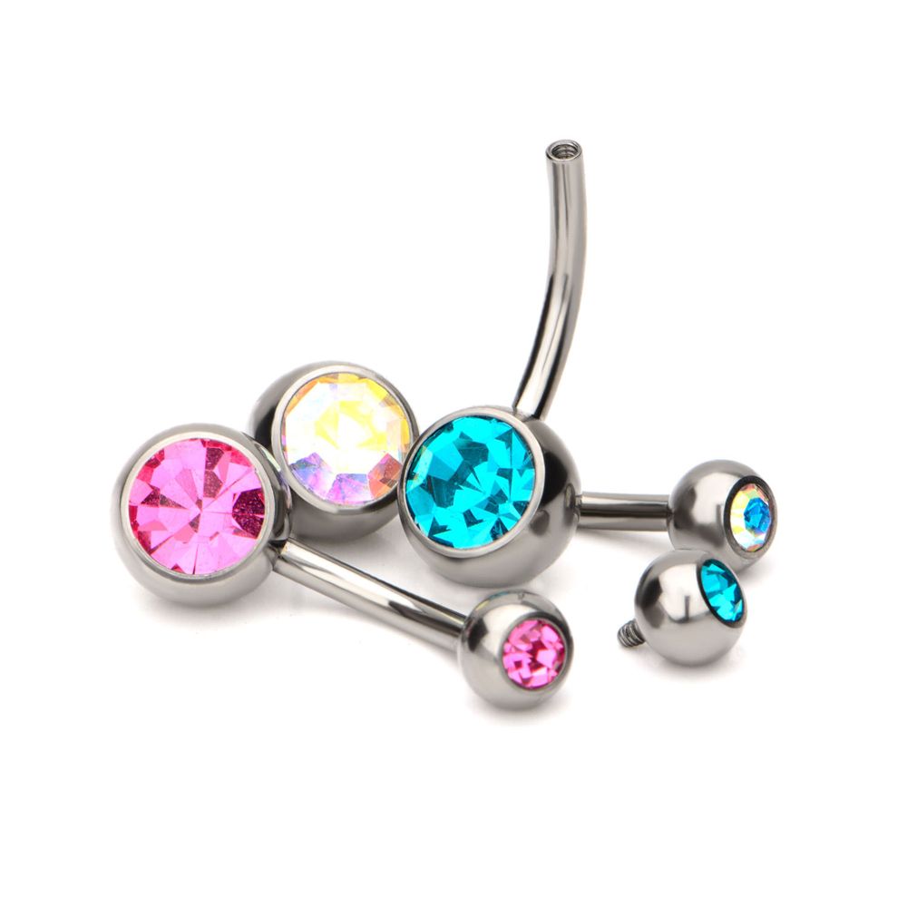 Mini Bezel Gem Navel Bar
