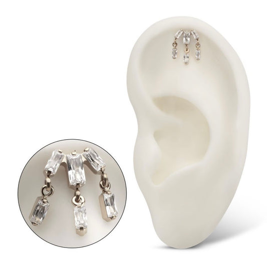 Cluster Baguette Top with Dangle Gems
