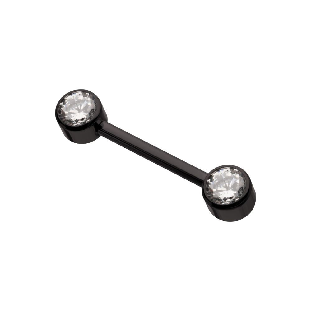 Black PVD CZ Nipple Bar