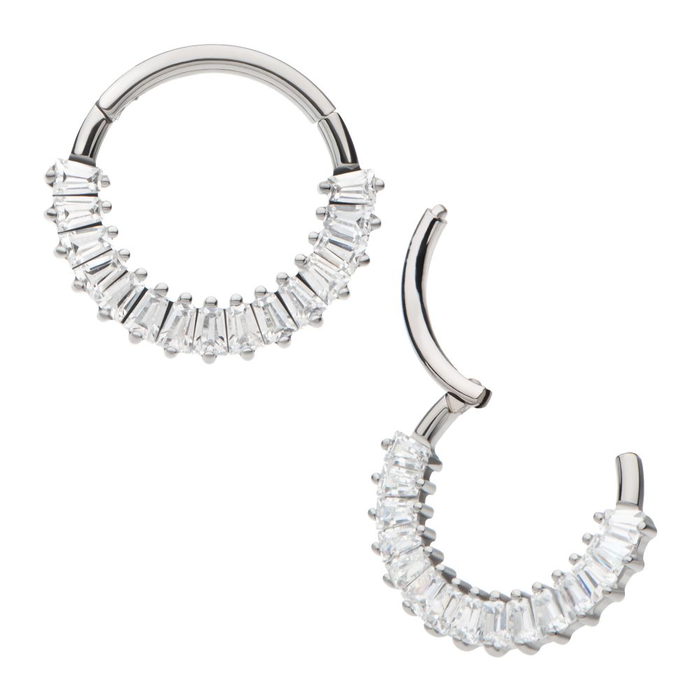 Baguette CZ Clicker Hoop