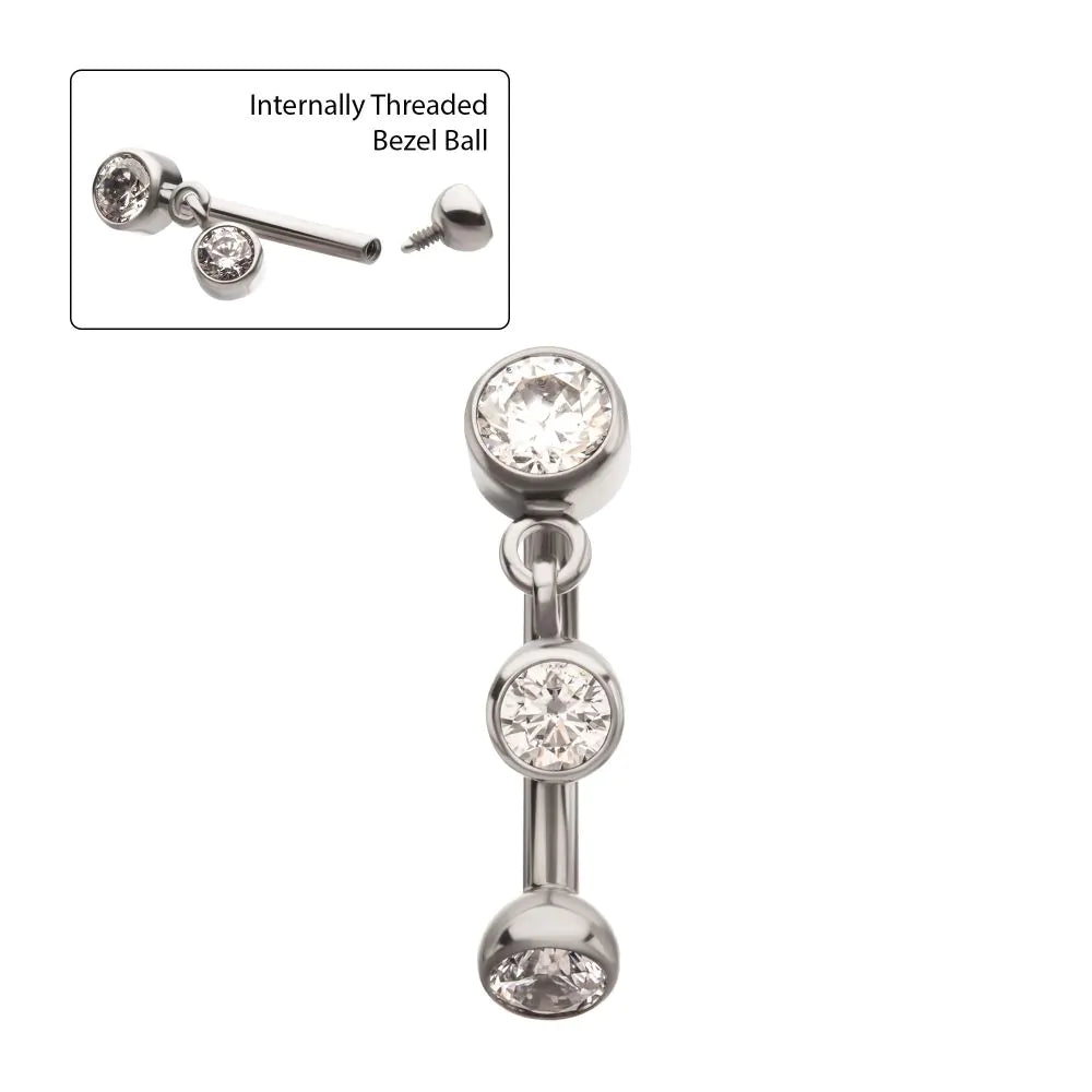 Floating Bezel Gem Curved Barbell