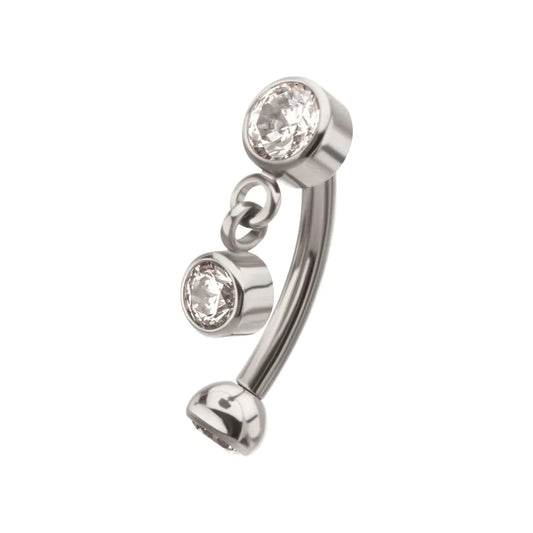 Floating Bezel Gem Curved Barbell