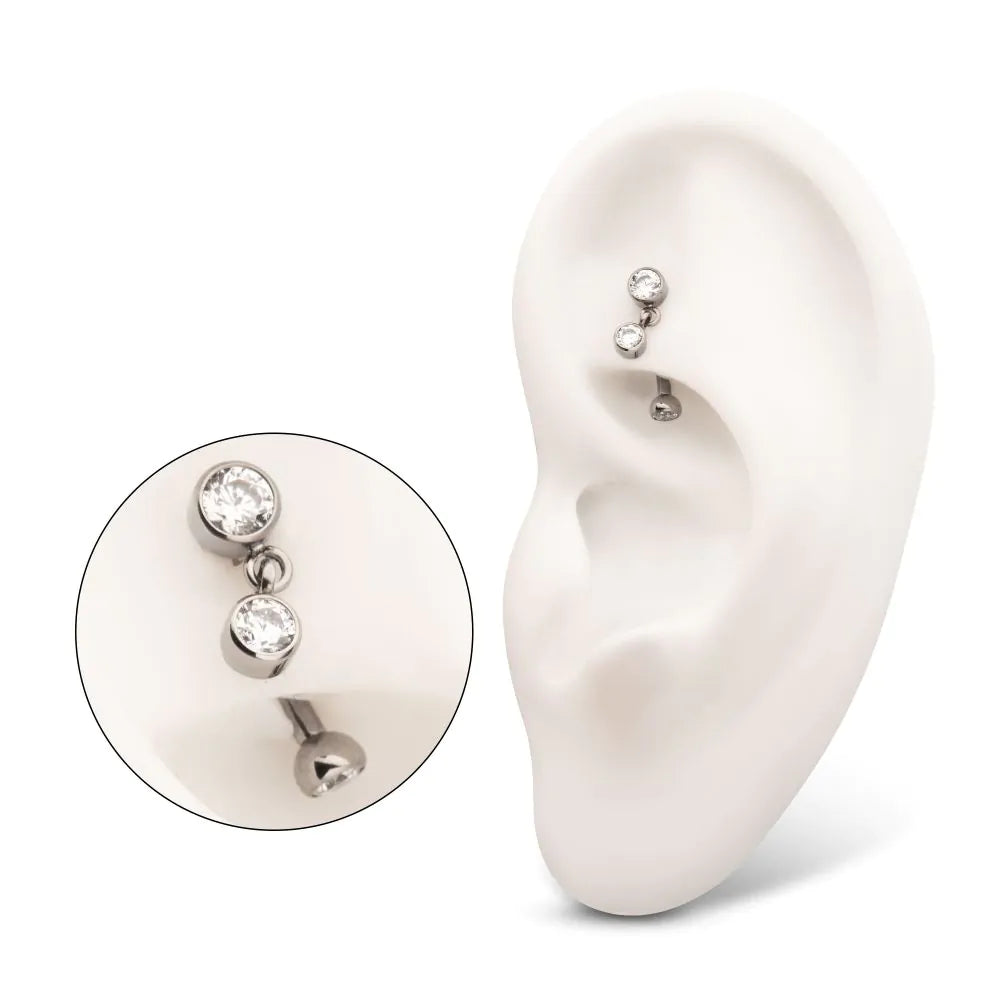 Floating Bezel Gem Curved Barbell