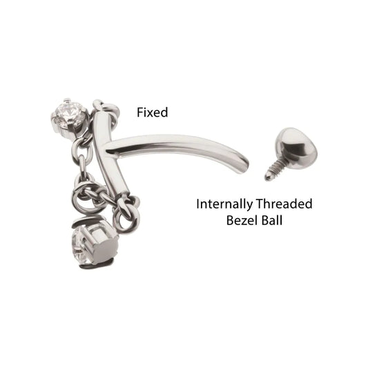 Floating 3 Gem Curved Barbell Dangle