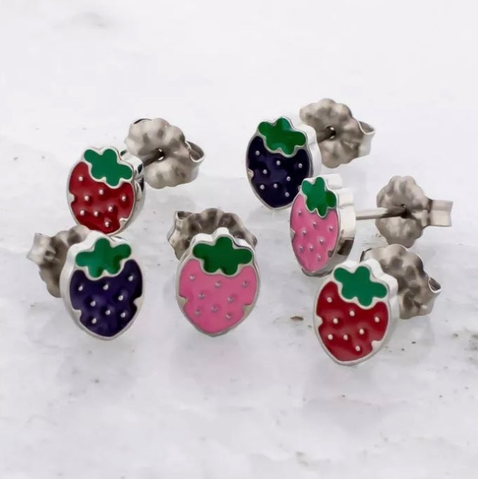 Strawberry Earring Studs (pair)