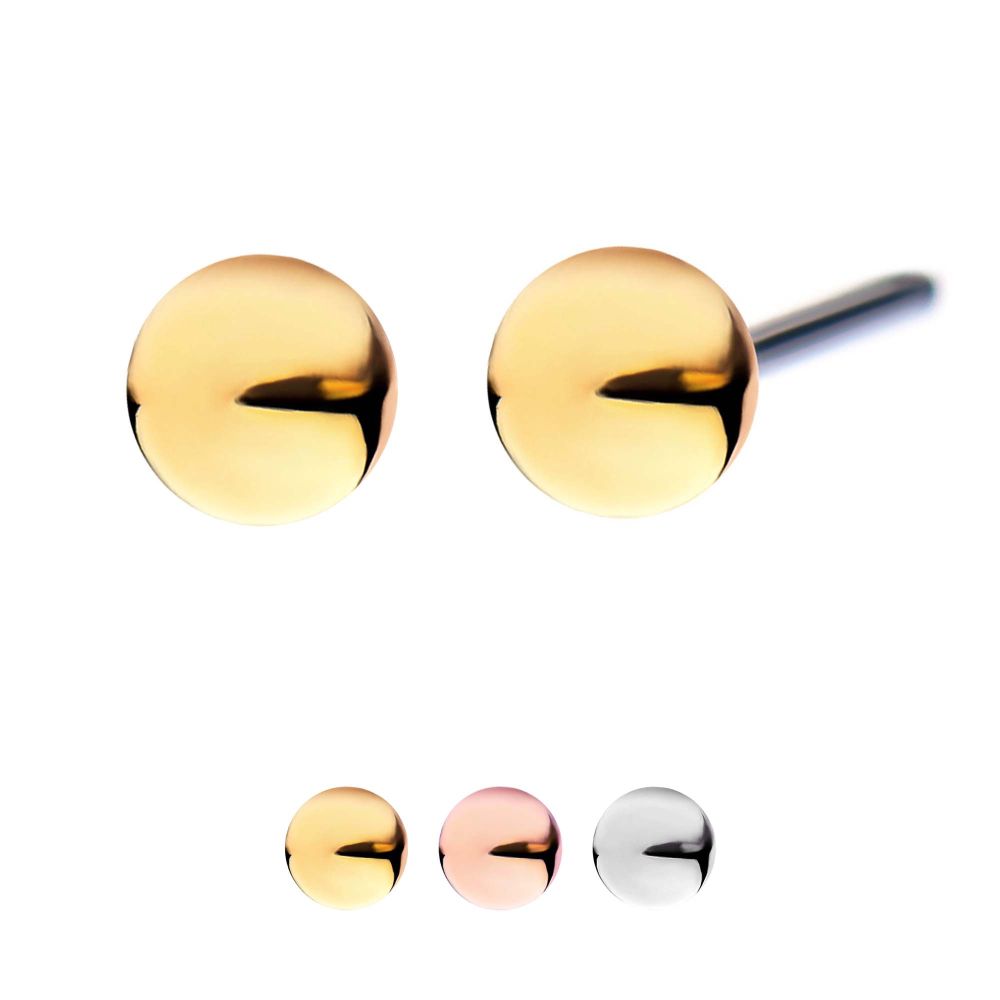 Solid 14k gold threadless bead in yellow gold, rose gold, and white gold. Body jewelry.