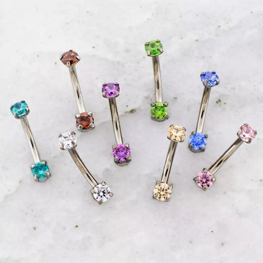 Prong Gem Curved Barbells