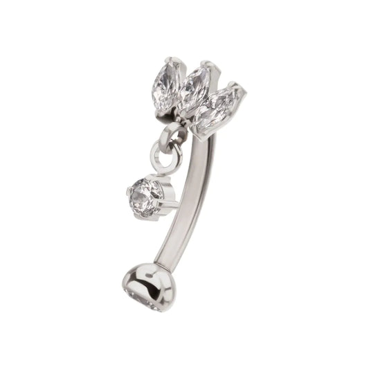 Floating Marquise Gem Curved Barbell Dangle