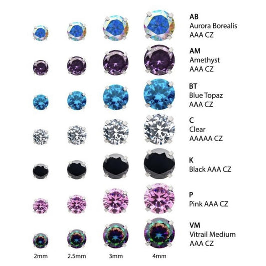 16 gauge Threaded Prong Gem Top