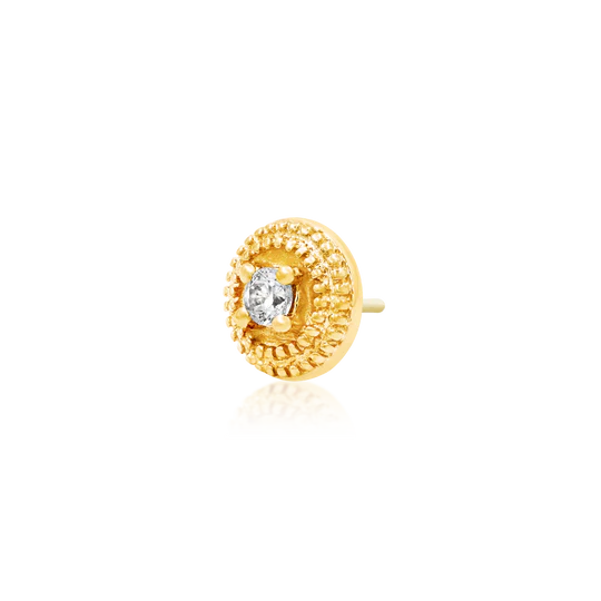 Round CZ Double Millgrain