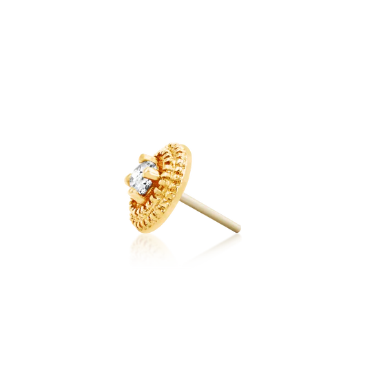 Round CZ Double Millgrain