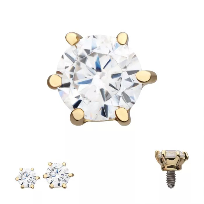 Threaded Gold Prong Gem