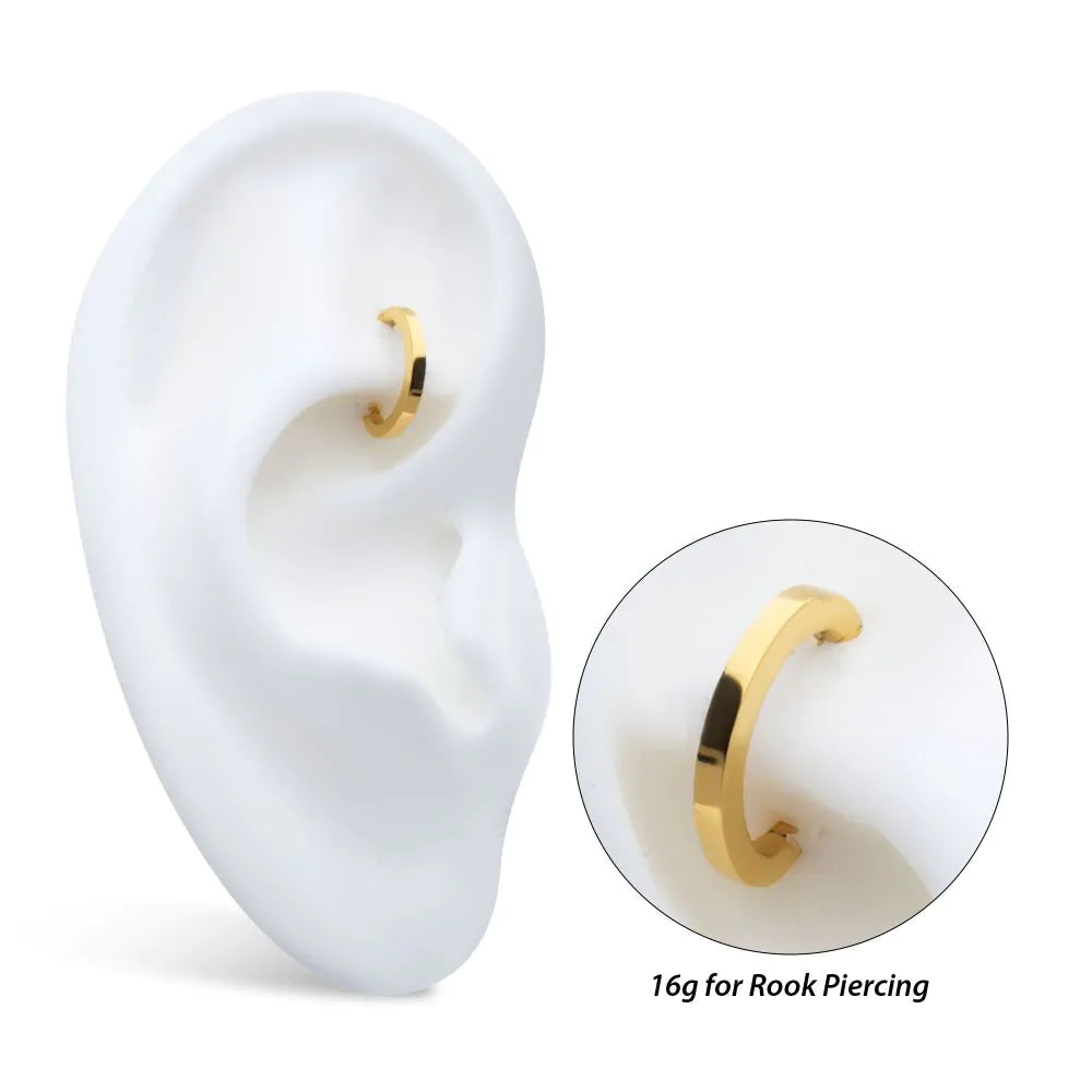 Oval Gold PVD Huggie Hoop