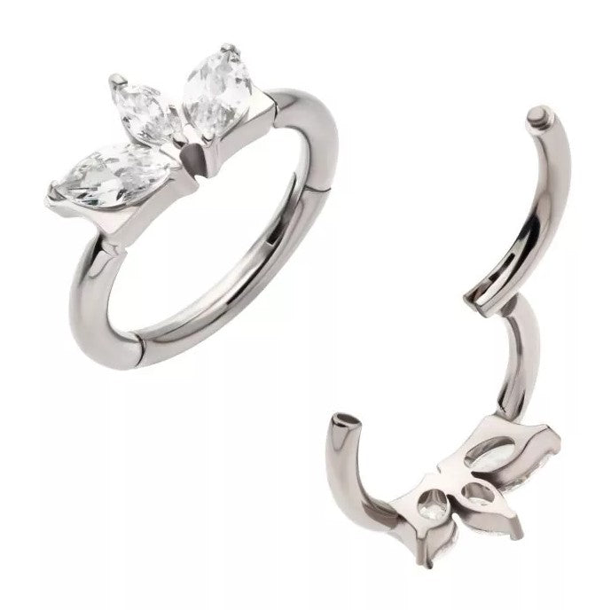 Side Facing Marquise Clicker Hoop