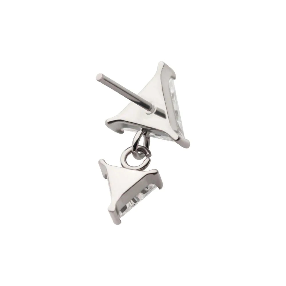 Double Triangle Prong Set CZ Dangle Top