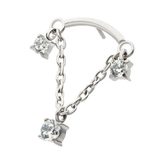 Titanium 3 Gem Floating Helix Dangle