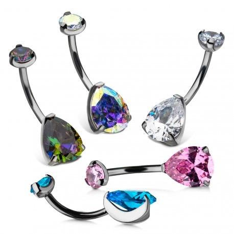 Tear Drop Swarovski Navel bars