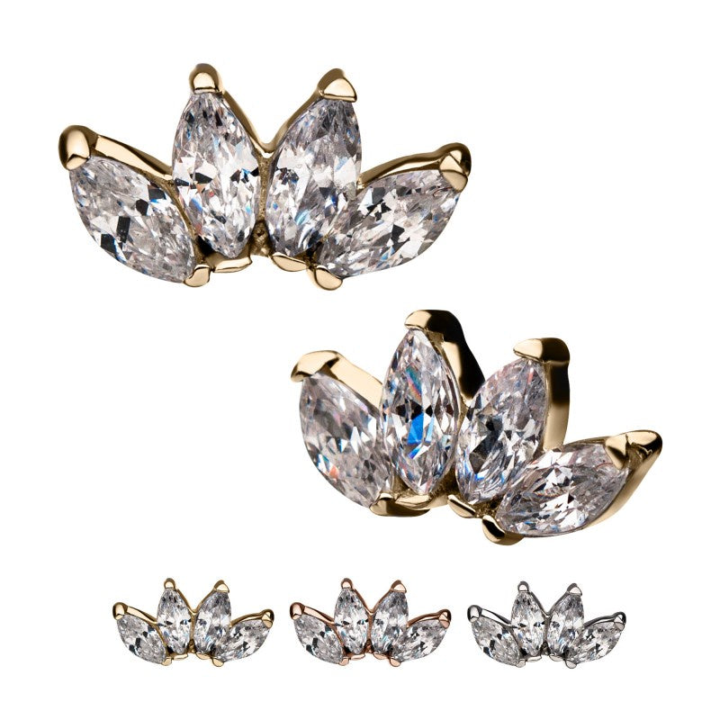 4 Crystal Marquise Cut Cluster Top