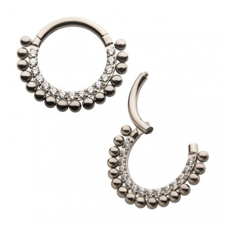CZ Beaded Front Facing Clicker Hoop
