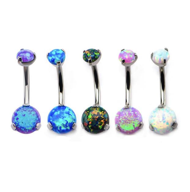 Round Opal Navel Bar