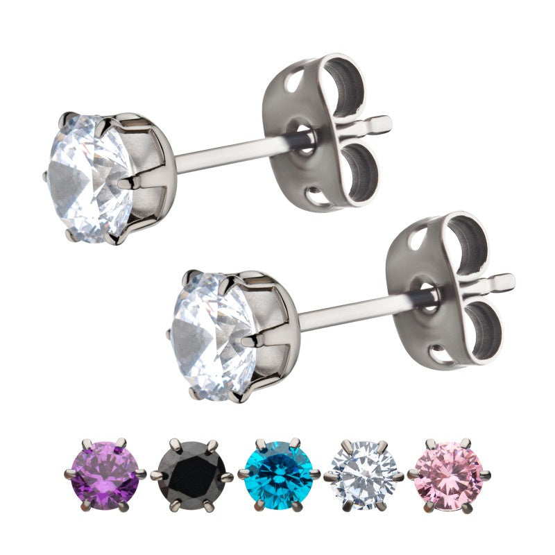 Prong Gem Earring Stud