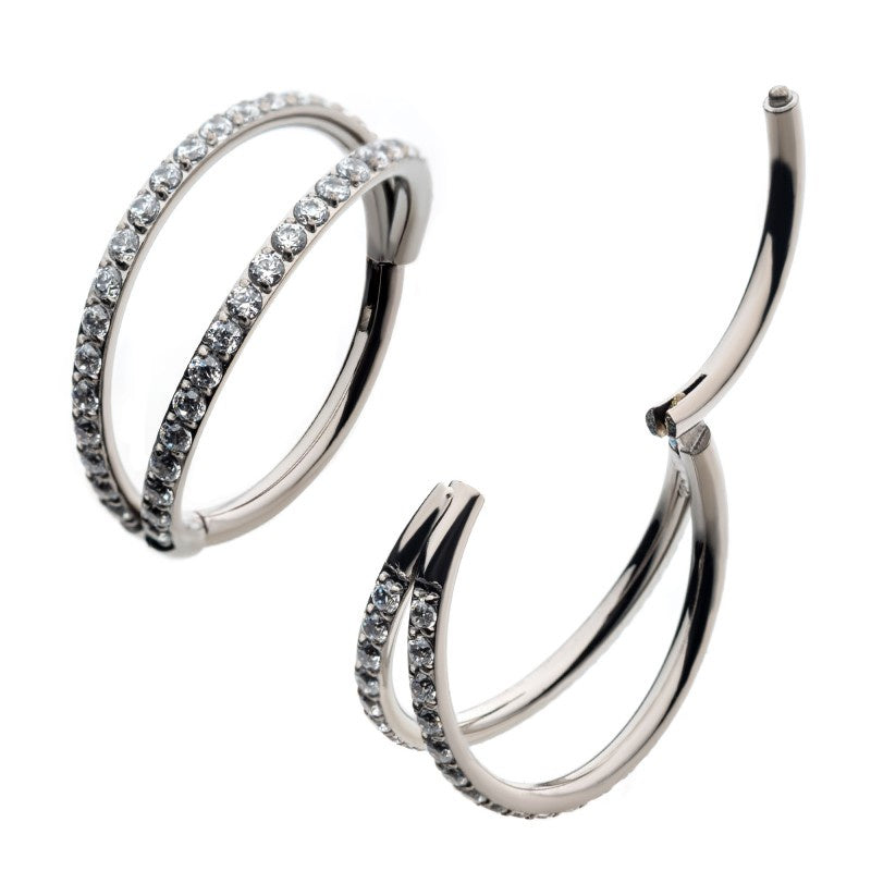 Double Fanned Gem Hoop – Luar Body Piercing