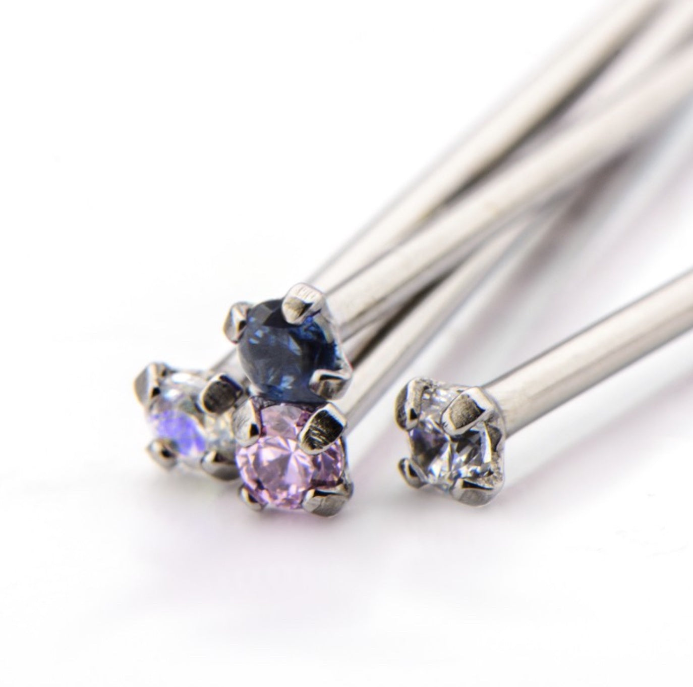 Titanium Prong Set CZ Gem Nose Screw