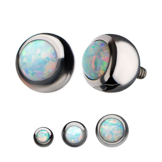 Bezel Set White Opalite Ball Top