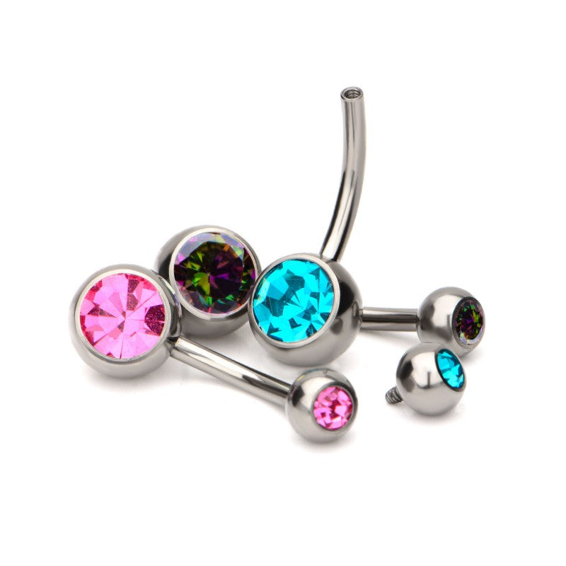 Bezel Gem Navel Bar