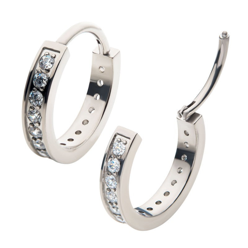 Titanium Gem Huggie Hoop