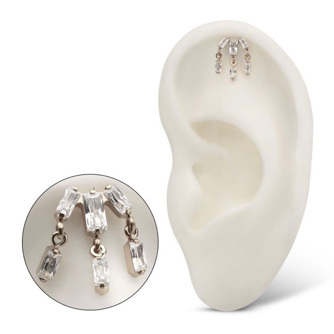 Cluster Baguette Top with Dangle Gems