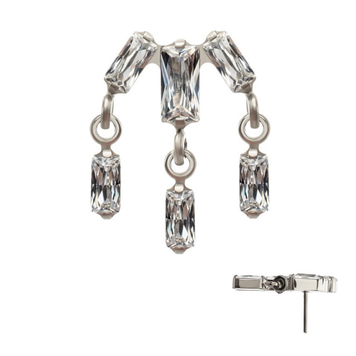 Cluster Baguette Top with Dangle Gems