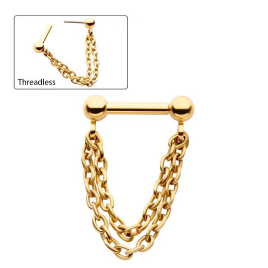 PVD Double Chain Stud