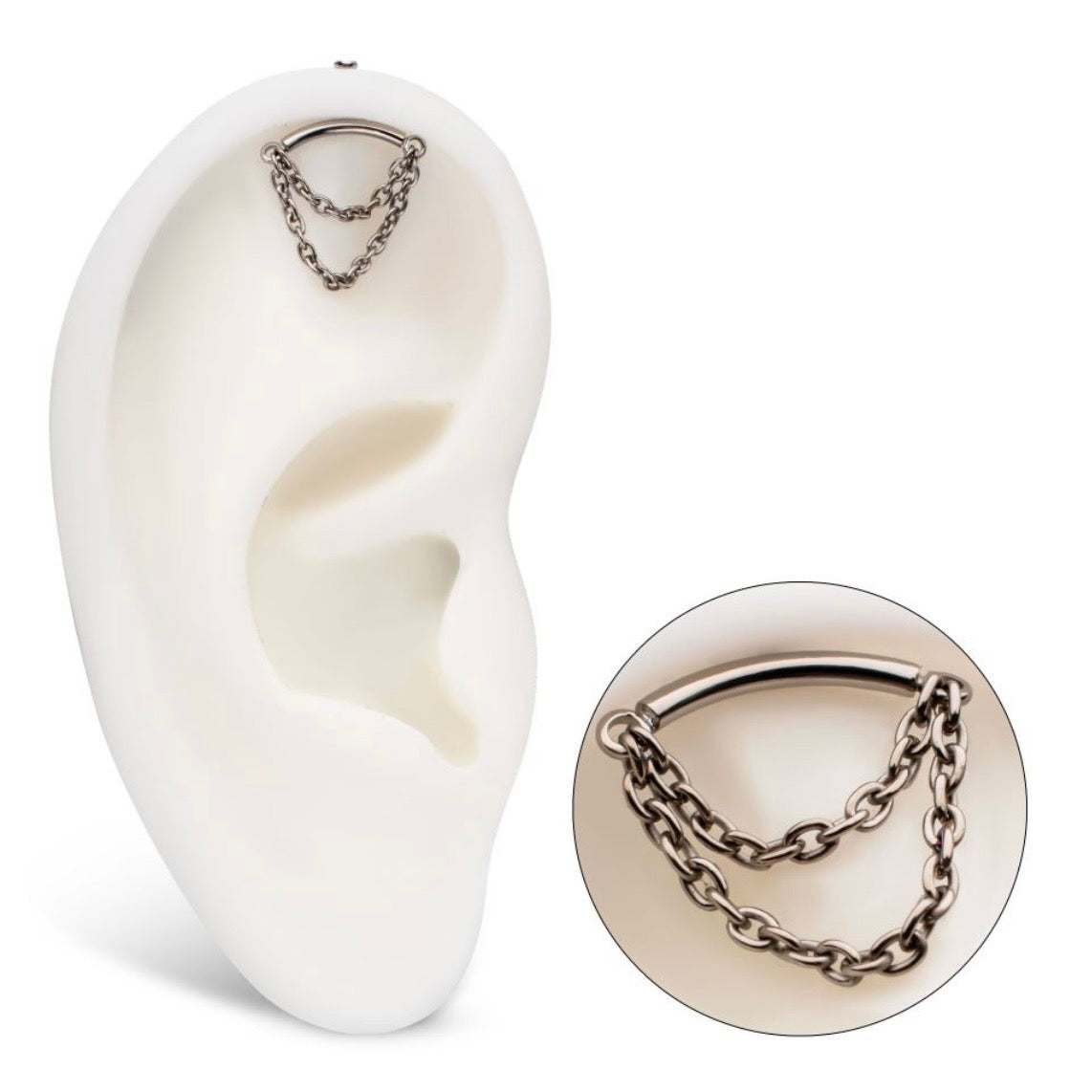 Hidden Helix Curved Bar Top with 2-Tier Chain Dangle