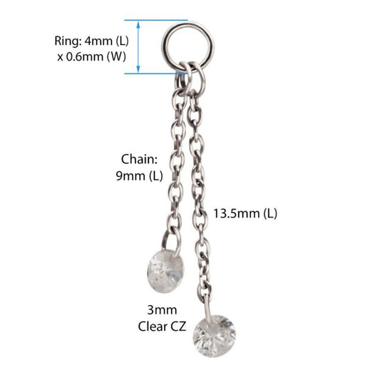 Round CZ Chain Dangle
