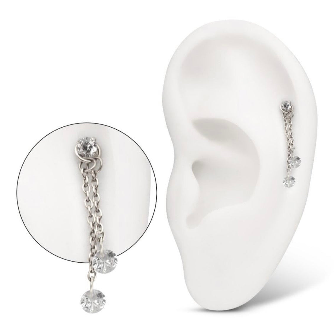 Round CZ Chain Dangle