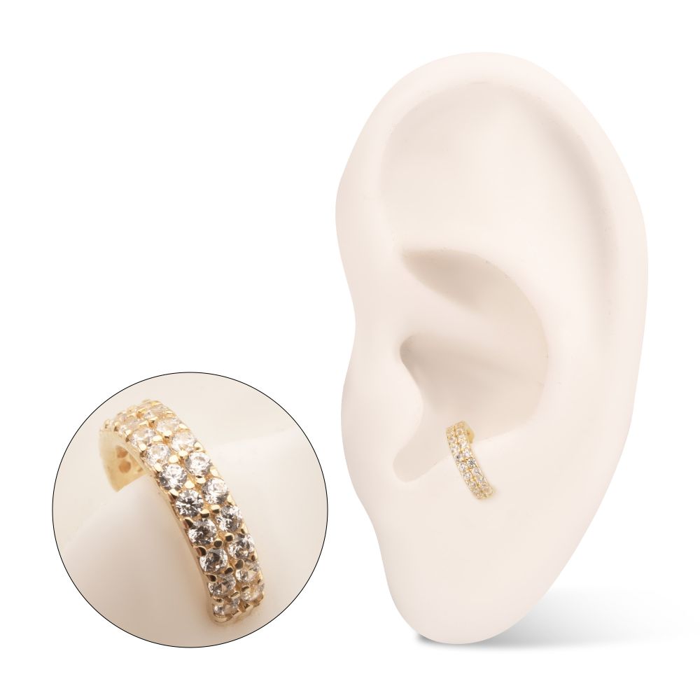 Gold Double Gem Hoop