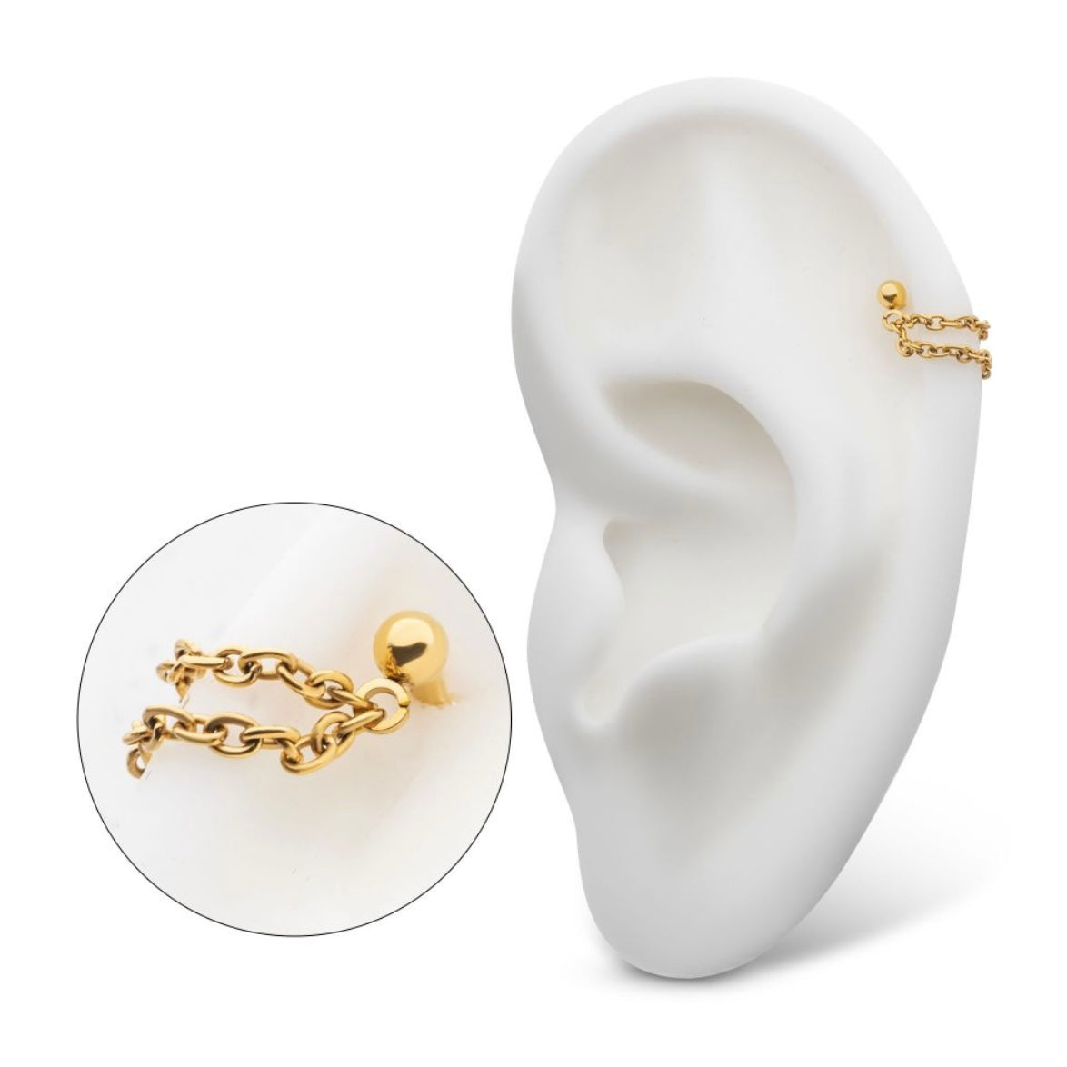 PVD Double Chain Stud