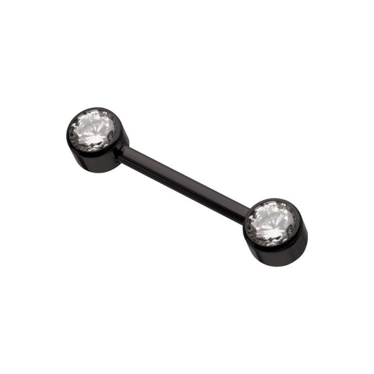 Black PVD CZ Nipple Bar