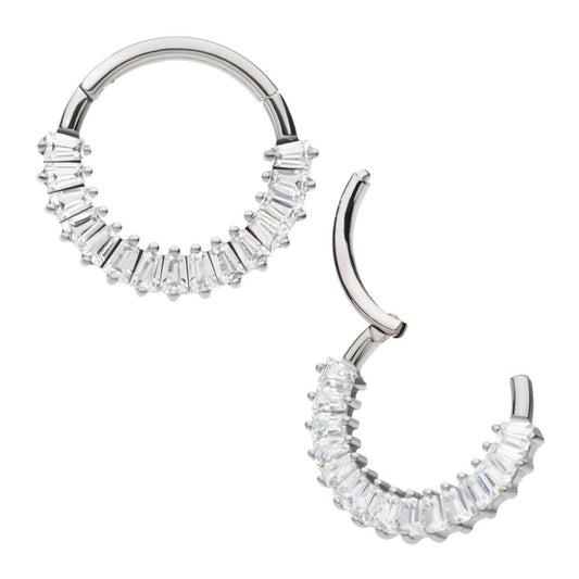 Baguette CZ Clicker Hoop