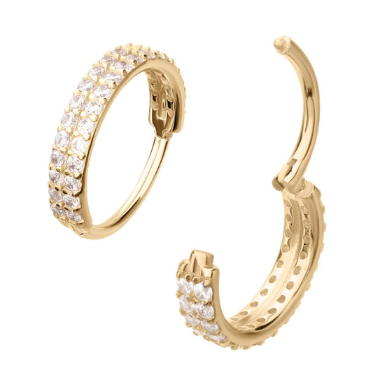 Gold Double Gem Hoop