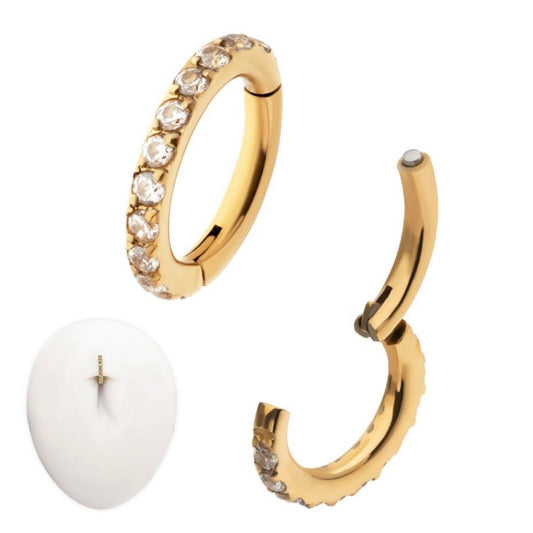 Oval Gold PVD Gem Hoop