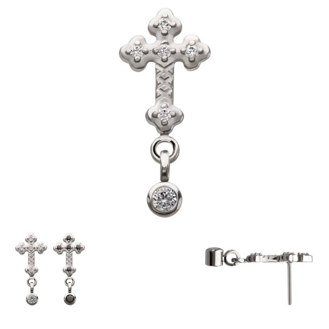 Milgrain CZ Cross Top