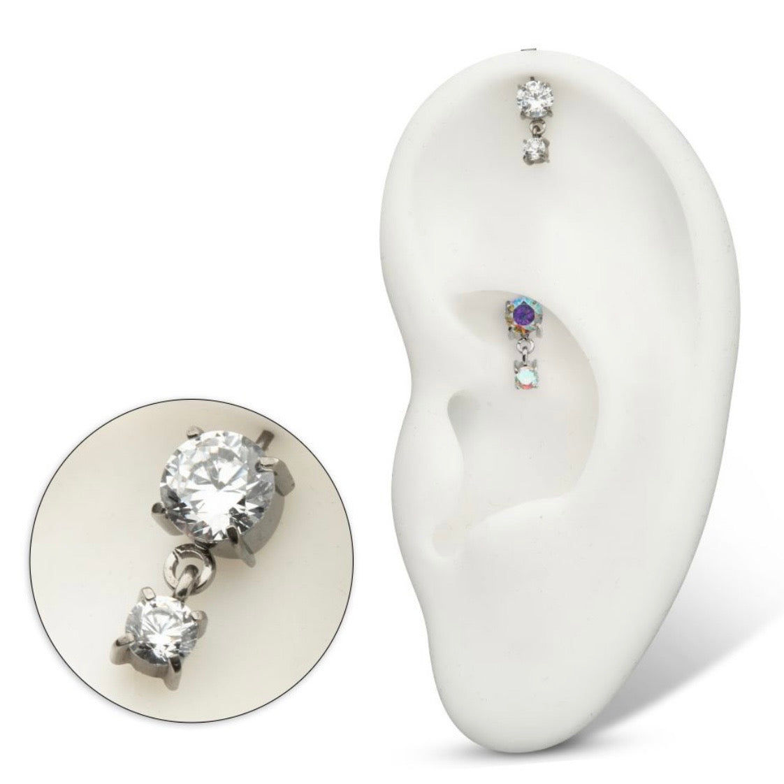 Double CZ Dangle Top