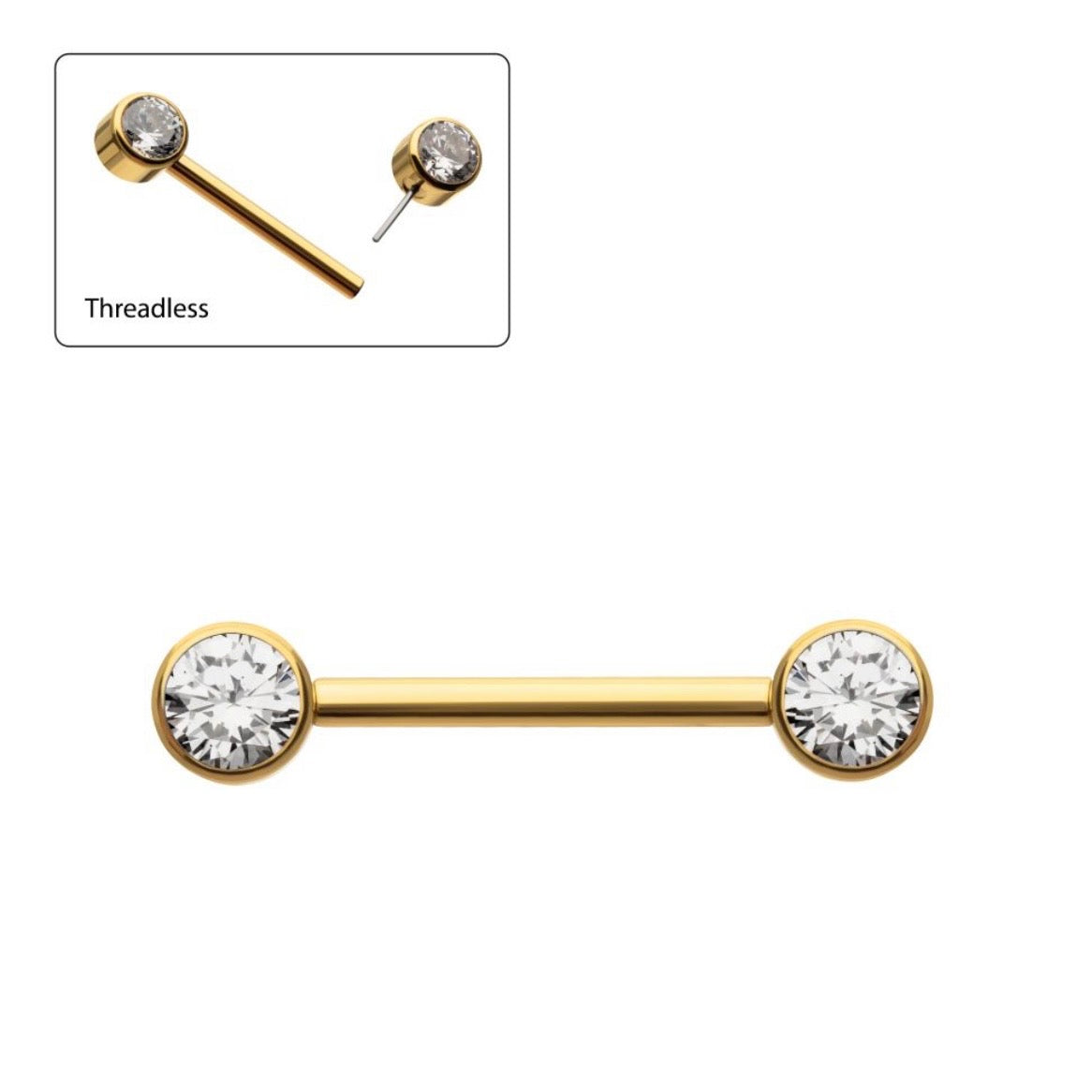 PVD CZ Straight Barbell