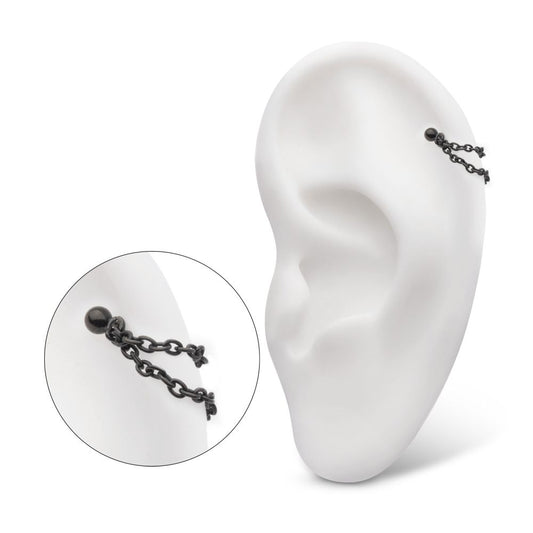 Black PVD Double Chain Stud