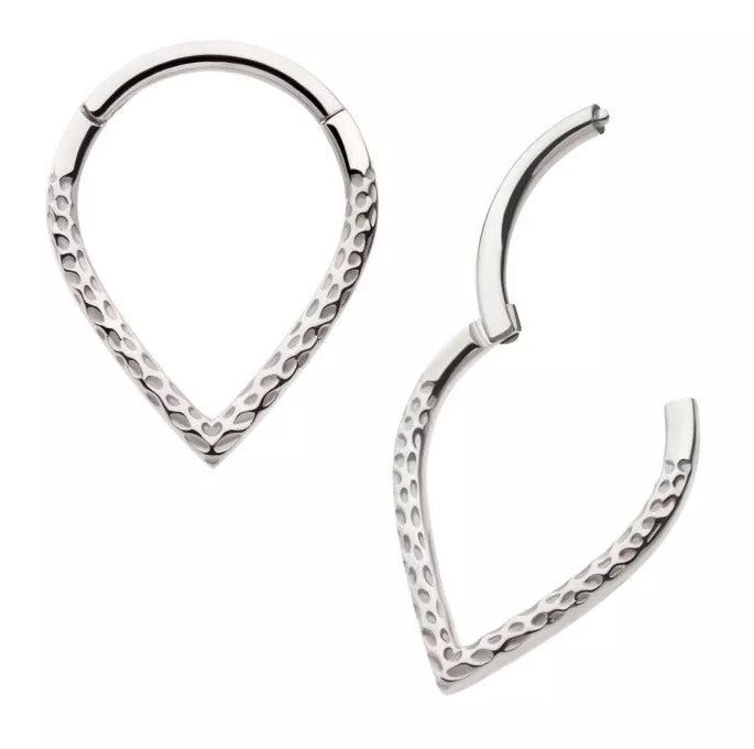 Hammered Tear Drop Clicker Hoop