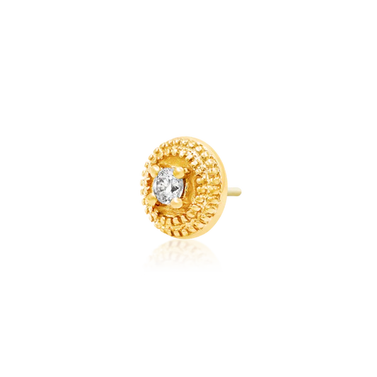 Round CZ Double Millgrain